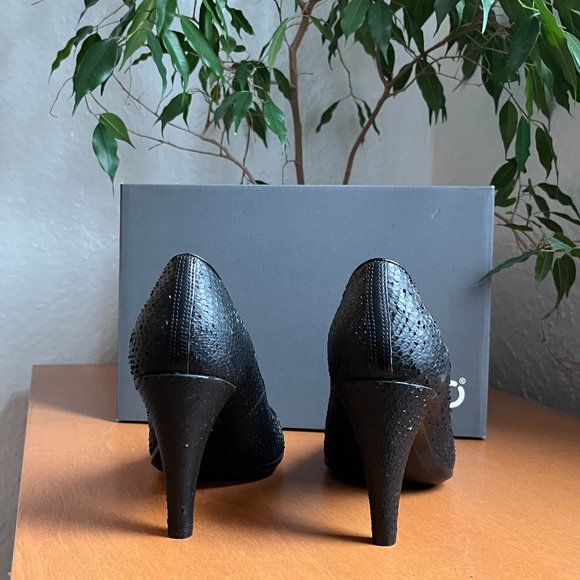 ECCO Women Size 9.5 Danish Design Pumps Heels Snake look EU 40 black Leather - Picture 6 of 8